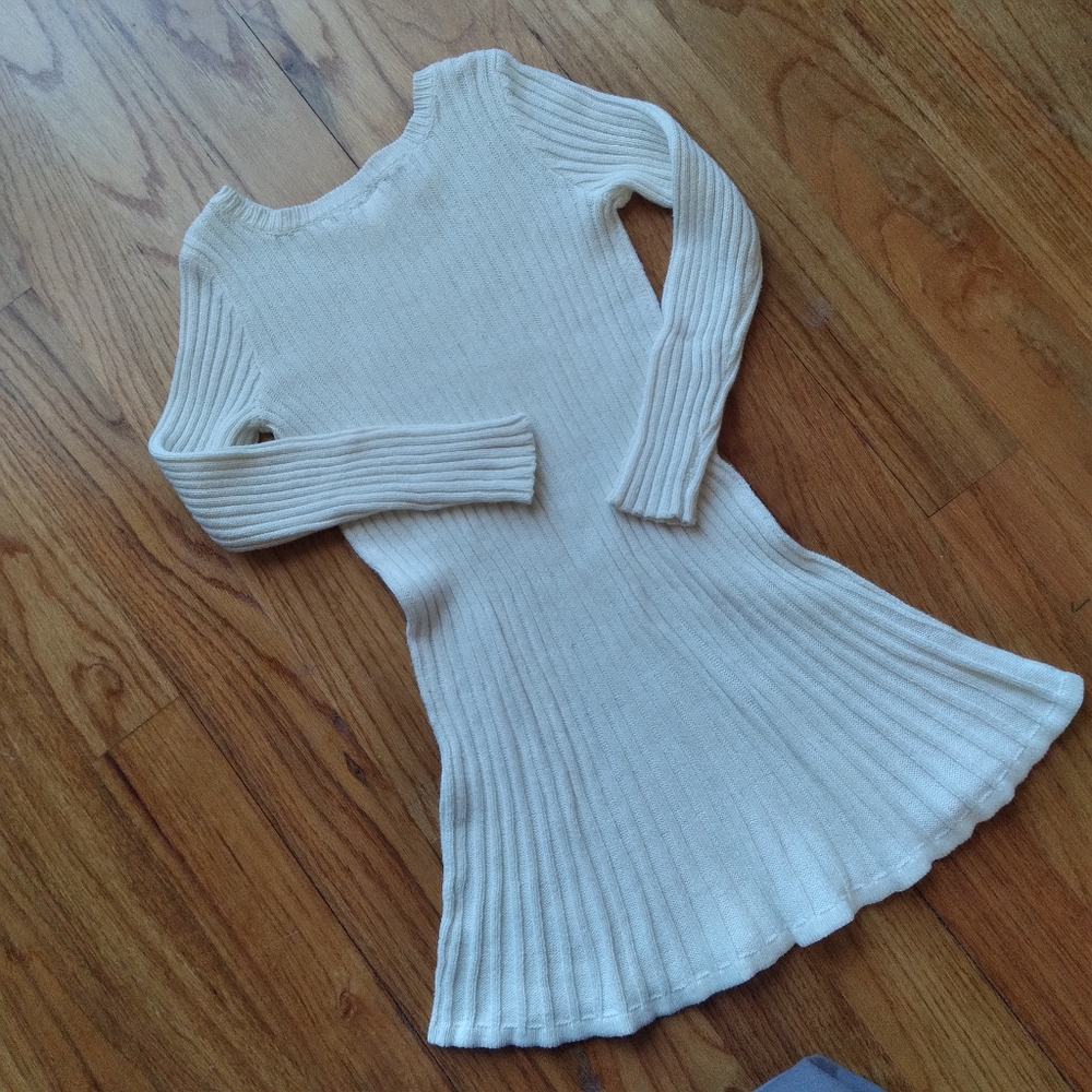 #701 Crazy 8 Girls White Sweater Dress Cable Knit - Picture 3 of 14
